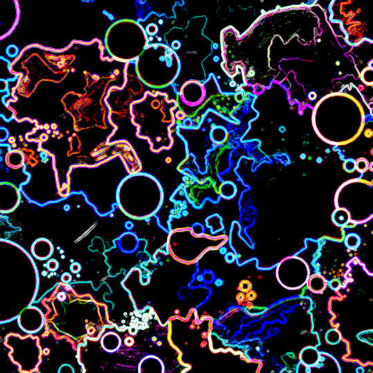 An abstract composition in bright colours.