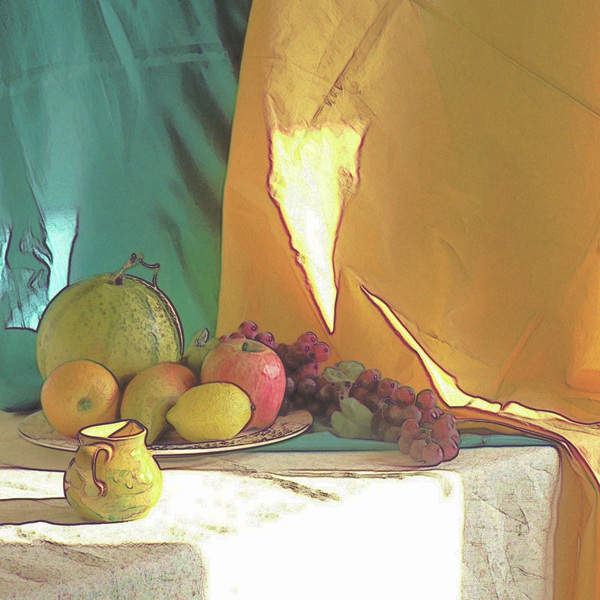 A still life created using photographic and digital techniques.