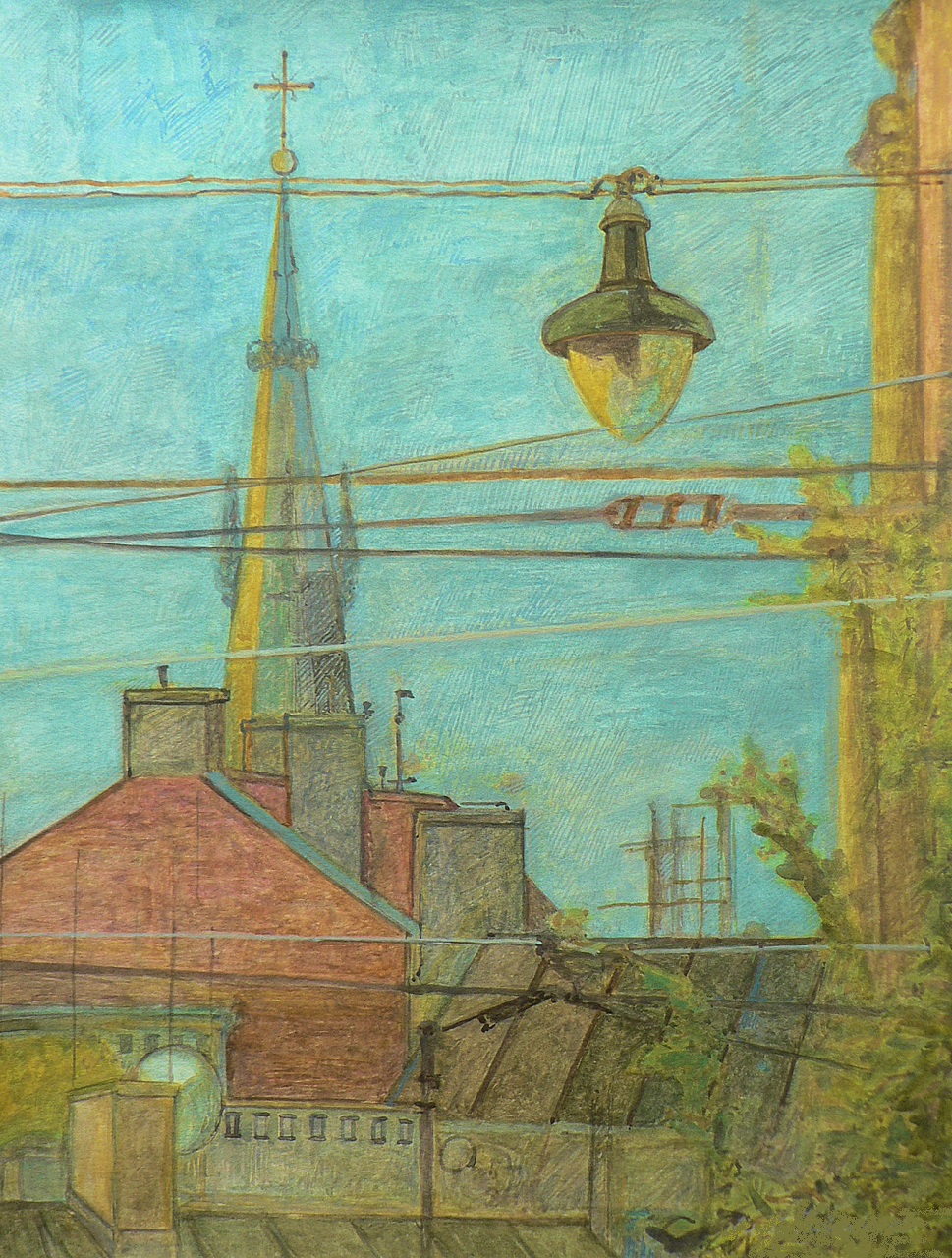 This is a veduta, gouache about Krakow in Poland.